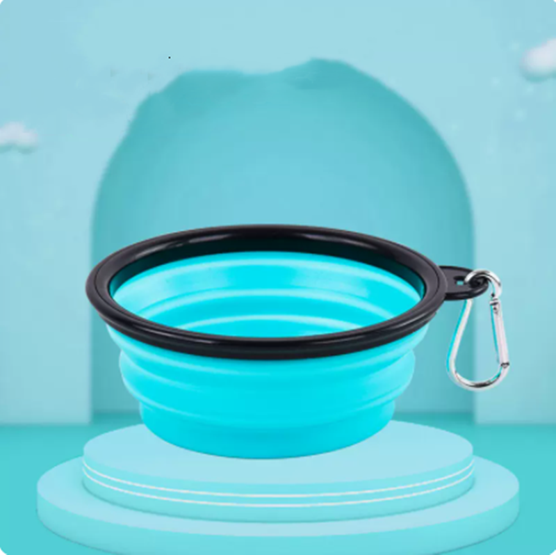 Collapsible Silicone Dog Bowl with Carabiner Clip