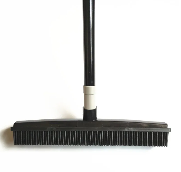 FurSweep™ 2-in-1 Rubber Pet Hair Removal Broom & Built-in Squeegee (with Telescopic Handle).