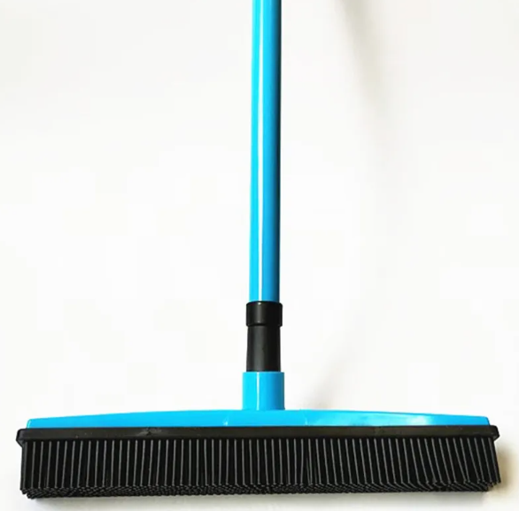 FurSweep™ 2-in-1 Rubber Pet Hair Removal Broom & Built-in Squeegee (with Telescopic Handle).