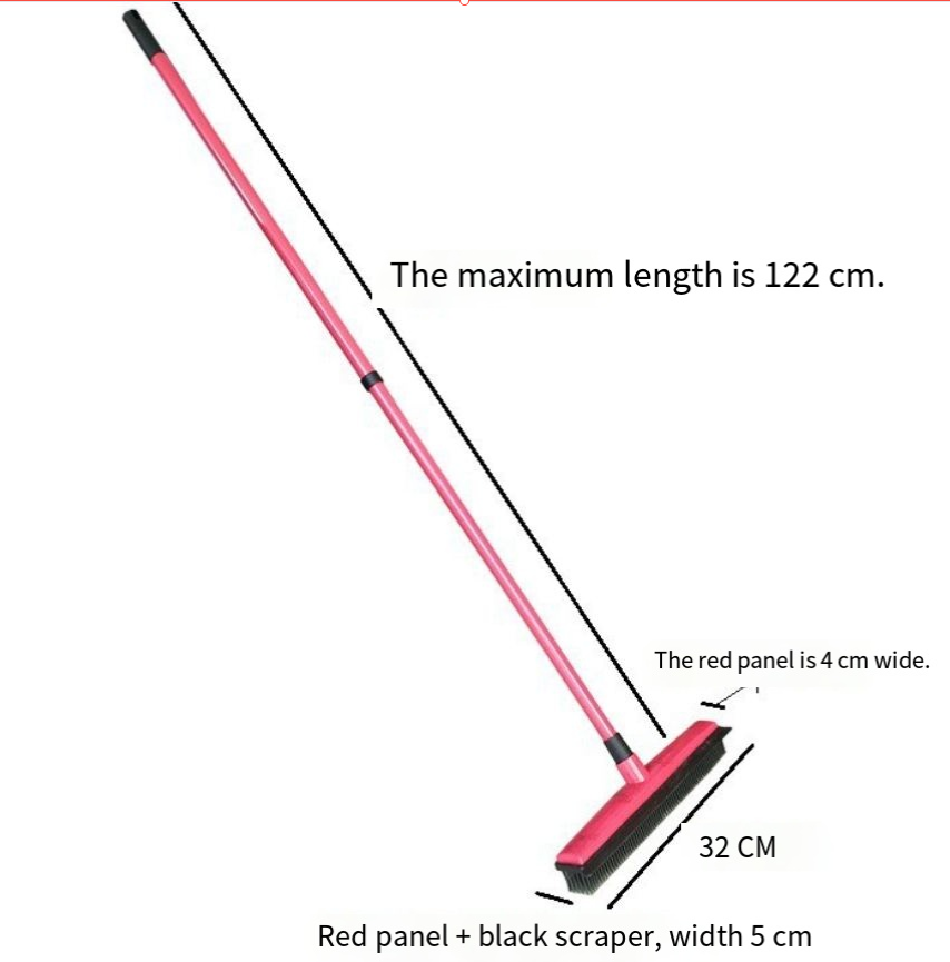 FurSweep™ 2-in-1 Rubber Pet Hair Removal Broom & Built-in Squeegee (with Telescopic Handle).