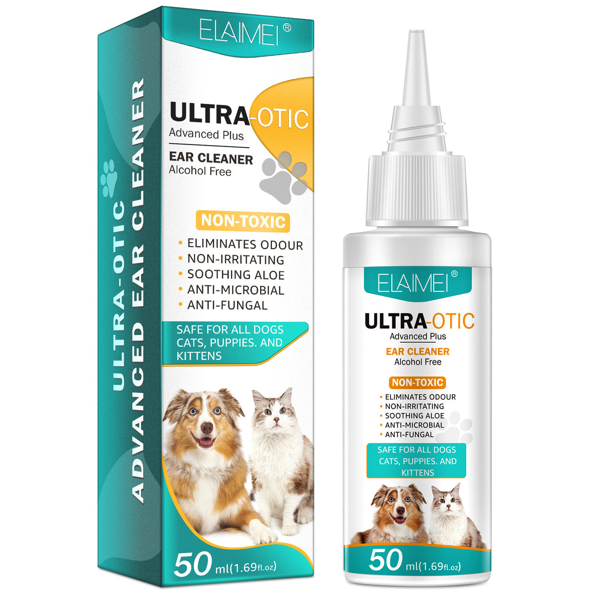 Pure Ear™ Soothing Pet Ear Cleaner Drops & Odour Rinse (50ml)