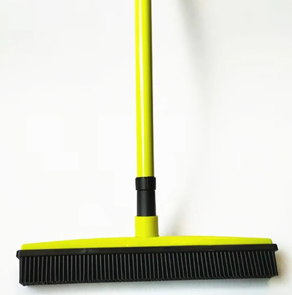 FurSweep™ 2-in-1 Rubber Pet Hair Removal Broom & Built-in Squeegee (with Telescopic Handle).