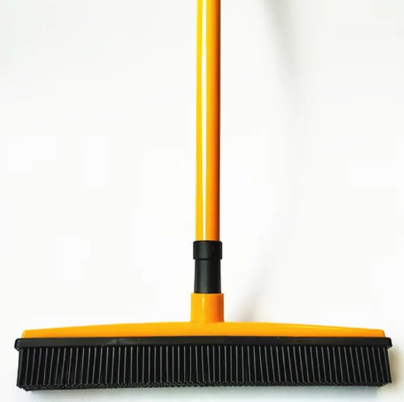 FurSweep™ 2-in-1 Rubber Pet Hair Removal Broom & Built-in Squeegee (with Telescopic Handle).