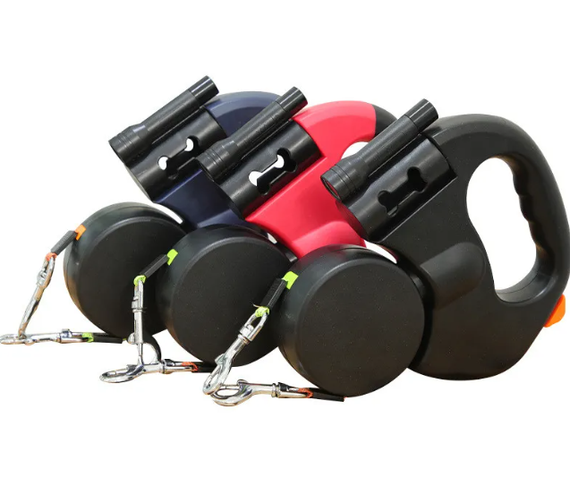 Dua lWalk™ 360° Tangle-Free Dual Retractable Dog Leash with LED Night Light