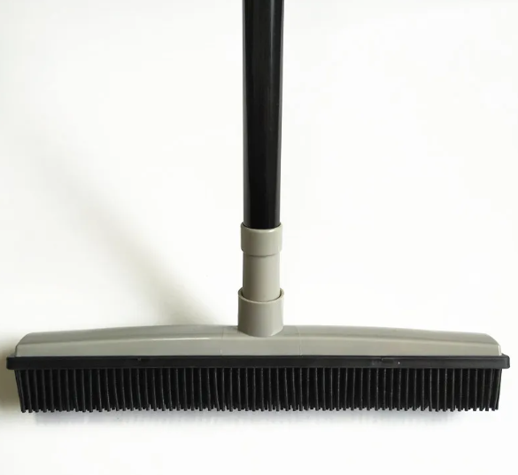 FurSweep™ 2-in-1 Rubber Pet Hair Removal Broom & Built-in Squeegee (with Telescopic Handle).