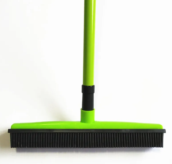 FurSweep™ 2-in-1 Rubber Pet Hair Removal Broom & Built-in Squeegee (with Telescopic Handle).