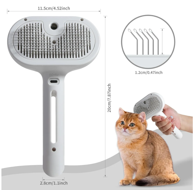 Purr Mist™ 3-in-1 Electric Pet Steam Spray Grooming Brush (De-shedding & massage)