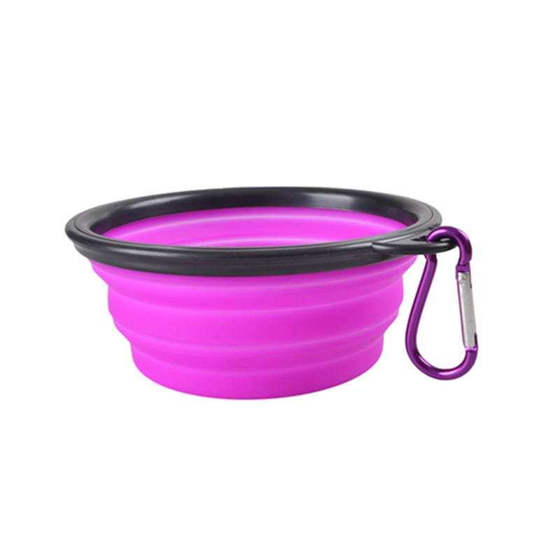 Collapsible Silicone Dog Bowl with Carabiner Clip