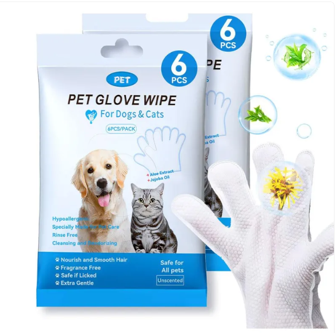 Clean Paws™ 5-in-1 Waterless Pet Grooming Gloves & Gentle Hygiene Wipes